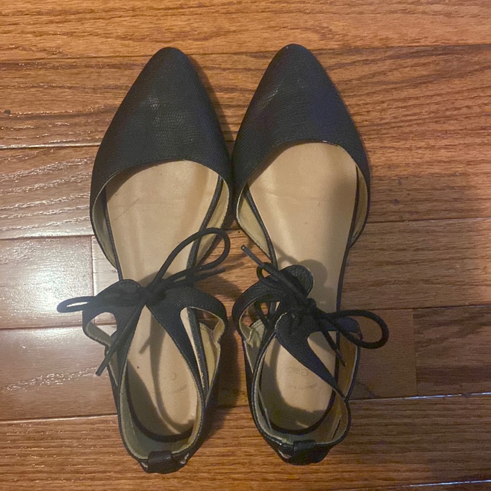 Black close toed lace sandals